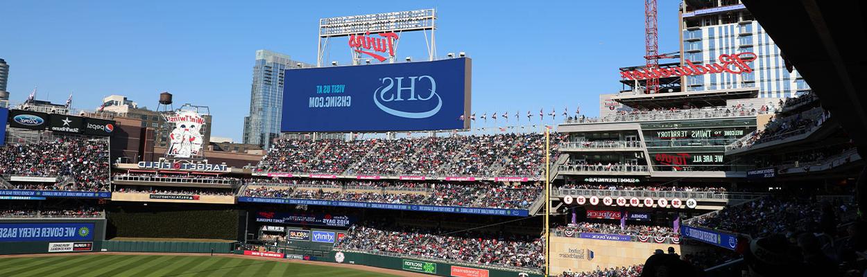 Jumbotron featuring a CHS digital banner at Target Field